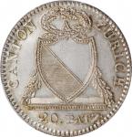 SWITZERLAND. Zurich. 20 Batzen, 1813. PCGS MS-65 Gold Shield.