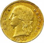 COLOMBIA. 1858-B 5 Pesos. Bogotá mint. Restrepo M205.3. AU Detail — Damage (PCGS).