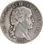 ITALY. Sardinia. 5 Lire, 1818-L. Turin Mint. Vittorio Emanuele I. PCGS VF-35.