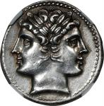 ROMAN REPUBLIC. AR Quadrigatus (6.77 gms), Rome Mint, ca. 225-214 B.C. NGC Ch EF, Strike: 5/5 Surfac