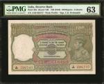 1943年印度储备银行100卢比。PMG Choice Uncirculated 63.