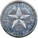 CUBA, struck at the Philadelphia mint, proof 1 peso, 1915, rare, NGC PF 65.