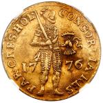 NETHERLANDS (United), Holland, gold ducat, 1776, NGC AU details / removed from jewelry.