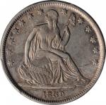 1839 Liberty Seated Half Dollar. Drapery. WB-6. Rarity-3. Repunched Date. AU-50 (PCGS).