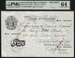 Bank of England, P.S. Beale, specimen £5, 1 March 1949, serial number M00 000000, (EPM B270s, Pick 3