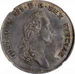 SWEDEN. Riksdaler, 1782-OL. Stockholm Mint. Gustaf III. NGC MS-62.