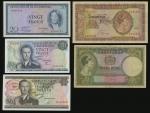 1943-66年卢森堡纸币一组五枚，包括1943年贰拾法郎与1944年伍拾法郎，均VF-UNC（5）