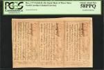 NC-136, 139, 138 Uncut Sheet of (3) Notes. December 1771. PCGS Currency Choice About New 58 PPQ.