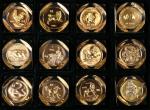 1981-1992年上币一轮23mm生肖镀金铜章水晶球（天干地支版）
