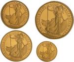1987年英国雅典娜像金币四枚一套