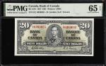 CANADA. Bank of Canada. 20 Dollars, 1937. BC-25b. PMG Gem Uncirculated 65 EPQ.