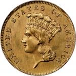 1862 Three-Dollar Gold Piece. MS-64 (PCGS).