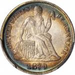 1879 Liberty Seated Dime. Fortin-104a. Rarity-4. Repunched Date. MS-66+ (PCGS).