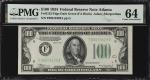 Fr. 2152-Fdgs. 1934 Dark Green Seal $100 Federal Reserve Note. Atlanta. PMG Choice Uncirculated 64.
