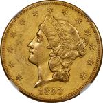 1853-O Liberty Head Double Eagle. Winter-1, the only known dies. AU-55 (NGC).