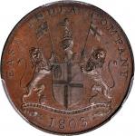 INDIA. Madras Presidency. 20 Cash, 1803. PCGS PROOF-66 BN Secure Holder.