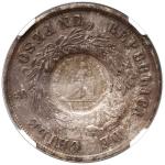 GUATEMALA, Guatemala City, 1 peso, 1894, 1/2-real counterstamp on a Santiago, Chile, 1 peso, 1883, N