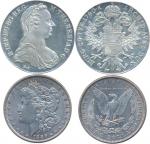Austria & United states; Lot of 2 silver coins. Austria; 1780X, restrike silver proof-like Thaler, K