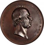 1865 Cornelius Vanderbilt Medal. Bronzed Copper. 76.3 mm. Julian PE-36. About Uncirculated.