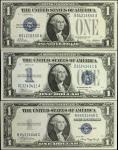 Lot of (3). Fr. 1600, 1606 & 1608. 1928-35A $1  Silver Certificates. Choice Uncirculated.