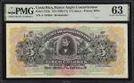 COSTA RICA. El Banco Anglo Costarricense. 5 Colones, ND (1903-17). P-S122r. Remainder. PMG Choice Un