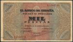 El Banco de Espana, Burgos issues, comprising 5, 25, 50, 100, 500 and 1000 pesetas, 1938 (Pick 110, 
