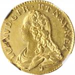 FRANCE. Louis dOr, 1727/6-N. Montpellier Mint. Louis XV. NGC Unc Details--Obverse Cleaned.