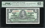 1937年加拿大1元，编号K/M 2432228，PMG 65EPQ