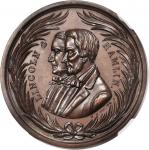 1860 Abraham Lincoln. DeWitt-AL 1860-30. Bronzed copper. 34 mm. MS-66 BN (NGC).
