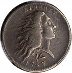 1793 Flowing Hair Cent. Wreath Reverse. S-11A. Rarity-4+. Vine and Bars Edge. Fine-15 (PCGS).