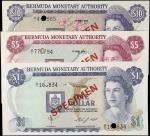 BERMUDA. Lot of (3). Bermuda Monetary Authority. 1, 5 & 10 Dollars, 1978-84. P-28bs, 29as & 30as. Sp