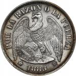 CHILE. Peso, 1883-So. Santiago Mint. PCGS MS-63.