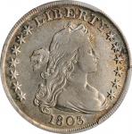 1803 Draped Bust Silver Dollar. BB-255, B-6. Rarity-2. Large 3. VF Details--Damage (PCGS).