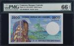 COMOROS. Banque Centrale des Comores. 2500 Francs, ND (1997). P-13. PMG Gem Uncirculated 66 EPQ.