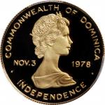 DOMINICA. 150 Dollars, 1978-RCM. Ottawa Mint. PCGS PROOF-69 Deep Cameo Gold Shield.