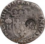Contemporary Counterfeit Edict of 1640 Counterstamped Douzain. Host Coin: France, Henri IV, 1594-ө D