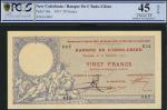 Banque de lIndo-Chine, New Caledonia, 20 francs, 25 September 1913, serial number E.14-967, maroon t