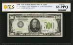 Fr. 2201-H. 1934 $500 Federal Reserve Note. St. Louis. PCGS Banknote Gem Uncirculated 66 PPQ.