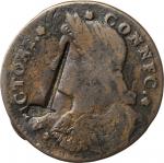1787 Connecticut Copper. Miller 43.1-Y, W-4250. Rarity-2. Draped Bust Left, CONNFC—Clay Pipe Counter
