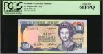 1989年百慕达金融管理局10镑。BERMUDA. Bermuda Monetary Authority. 10 Dollars, 1989. P-36. PCGS Currency Gem New 