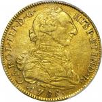 COLOMBIA. 1788-JJ 8 Escudos. Santa Fe de Nuevo Reino (Bogotá) mint. Carlos III (1759-1788). Restrepo