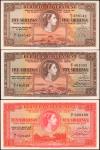 BERMUDA. Lot of (3). Bermuda Government. 5 & 10 Shillings, 1952-57. P-18 & 19. About Uncirculated.