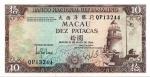 Macau 1981, 10 & 50 Patacas (KNB53-54) S/no. QP 13244 / KK 25105, UNC light foxing (2pcs)