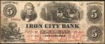 Pittsburgh, Pennsylvania. Iron City Bank. July 1862. $5 Choice Fine.