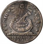 1787 Fugio Copper. Pointed Rays. Newman 7-T, W-6735. Rarity-4. STATES UNITED, 4 Cinquefoils. VF-20, 
