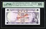 1974年斐济10元样票，编号A/2 000000，打孔注销，PMG 66EPQ. Central Monetary Authority, Fiji, specimen $10, ND(1974), 