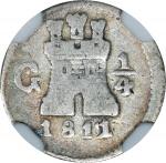 GUATEMALA. 1/4 Real, 1811/09-G. Nueva Guatemala Mint. Ferdinand VII. NGC F-15.