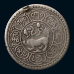 西藏回头狮子银币一枚，极美品