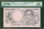 1981-94年法国银行200法郎单面试印票，PMG55,  少见
