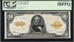 Fr. 1200. 1922 $50  Gold Certificate. PCGS Currency Choice About New 58 PPQ.